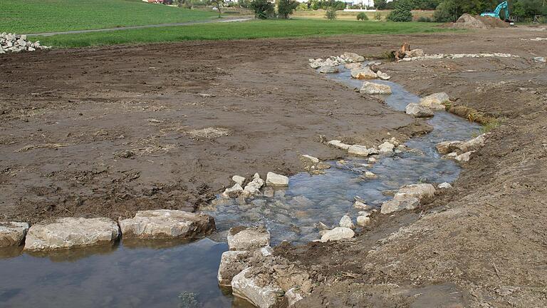 Nun schlängelt sich das Wasser wieder durch den Grund.       -  Nun schlängelt sich das Wasser wieder durch den Grund.